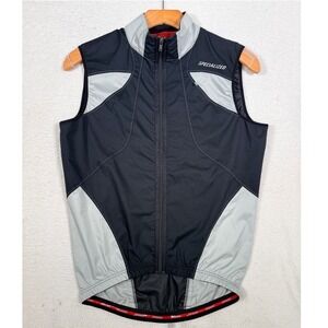 Specialized‎ Cycling Wind Vest Mens Full Zip Mesh Back Bicycle Gilet Black Grey
